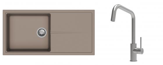 K-StrongSinks S3 Set Sink Labe 1000x500mm granite beige + Tap Arda inox