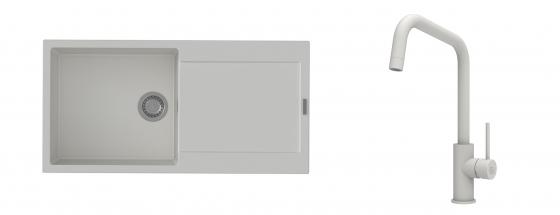 K-StrongSinks S3 Set Sink Zala 1000x500mm granite white + Tap Arda white