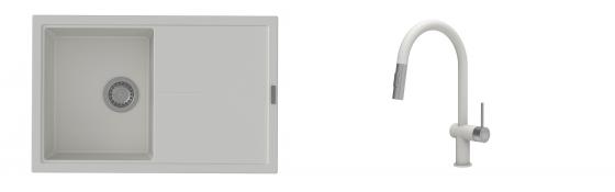 K-StrongSinks S3 Set Sink Labe 780x500mm granite white + Tap Neris white