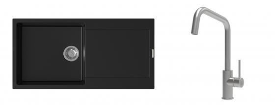 K-StrongSinks S3 Set Sink Zala 1000x500mm granite black + Tap Arda inox