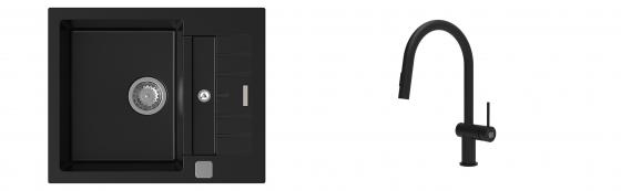 K-StrongSinks S3 Set Sink Vardar 615x500mm granite black + Tap Neris black