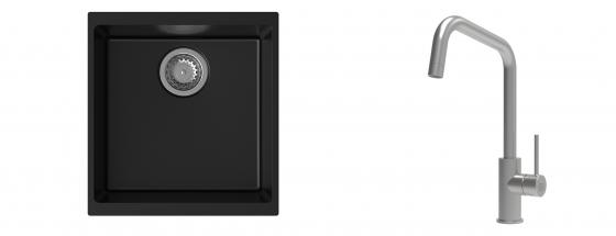 K-StrongSinks S3 Set Sink Hron 430x460mm granite black + Tap Arda inox