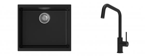 K-StrongSinks S3 Set Sink Hron 530x460mm granite black + Tap  Arda black