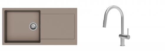 K-StrongSinks S3 Set Sink Zala 1000x500mm granite beige + Tap Neris inox
