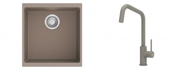 K-StrongSinks S3 Set Sink Hron 430x460mm granite beige + Tap Arda beige