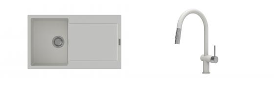 K-StrongSinks S3 Set Sink Zala 860x500mm granite white + Tap Neris white