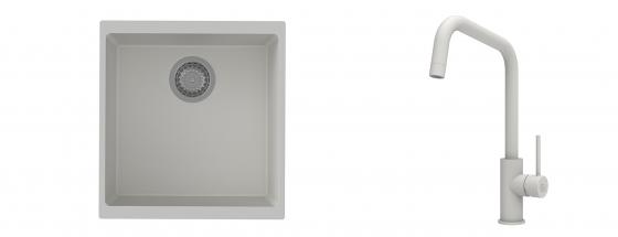 K-StrongSinks S3 Set Sink Hron 430x460mm granite white + Tap Arda white