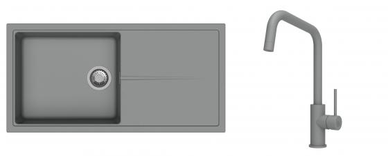 K-StrongSinks S3 Set Sink Labe 1000x500mm granite grey + Tap Arda grey