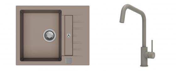K-StrongSinks S3 Set Sink Vardar 615x500mm granite beige + Tap Arda beige