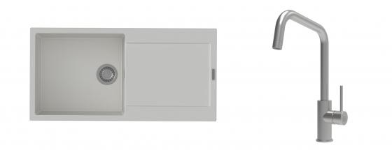 K-StrongSinks S3 Set Sink Zala 1000x500mm granite white + Tap Arda inox