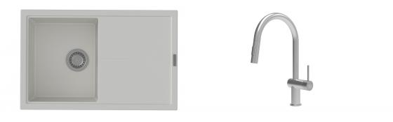 K-StrongSinks S3 Set Sink Labe 780x500mm granite white + Tap Neris inox