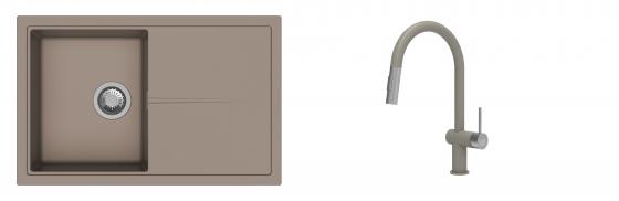 K-StrongSinks S3 Set Sink Labe 780x500mm granite beige + Tap Neris beige