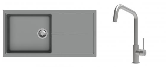 K-StrongSinks S3 Set Sink Labe 1000x500mm granite grey + Tap Arda inox