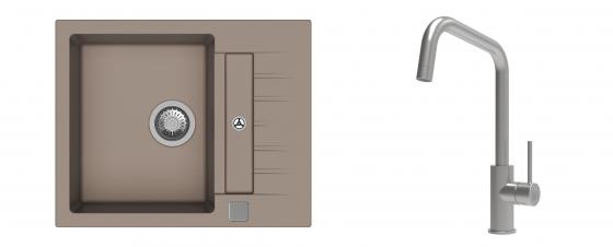 K-StrongSinks S3 Set Sink Vardar 615x500mm granite beige + Tap Arda inox