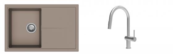 K-StrongSinks S3 Set Sink Labe 780x500mm granite beige + Tap Neris inox