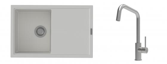 K-StrongSinks S3 Set Sink Labe 780x500mm granite white + Tap Arda inox