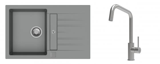 K-StrongSinks S3 Set Sink Vardar 780x500mm granite grey + Tap Arda inox