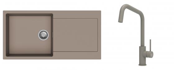 K-StrongSinks S3 Set Sink Zala 1000x500mm granite beige + Tap Arda beige