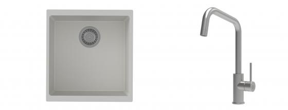 K-StrongSinks S3 Set Sink Hron 430x460mm granite white + Tap Arda inox