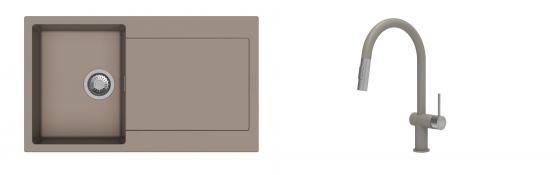 K-StrongSinks S3 Set Sink Zala 860x500mm granite beige + Tap Neris beige