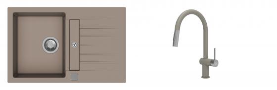 K-StrongSinks S3 Set Sink Vardar 780x500mm granite beige + Tap Neris beige