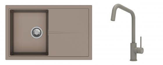 K-StrongSinks S3 Set Sink Labe 780x500mm granite beige + Tap Arda beige