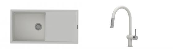 K-StrongSinks S3 Set Sink Labe 1000x500mm granite white + Tap Neris white