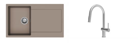 K-StrongSinks S3 Set Sink Zala 860x500mm granite beige + Tap Neris inox