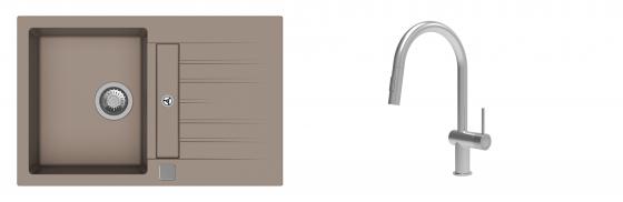 K-StrongSinks S3 Set Sink Vardar 780x500mm granite beige + Tap Neris inox