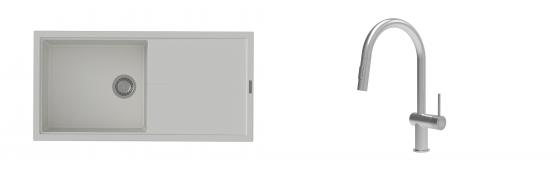K-StrongSinks S3 Set Sink Labe 1000x500mm granite white + Tap Neris inox