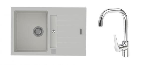 StrongSinks S3 Set sink Vardar 780,780x500mm,gran.white+mixer tap Garonne,chr.