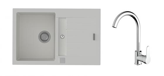 StrongSinks S3 Set sink Vardar 780,780x500mm,gran.white+mixer tap Seina,chr.