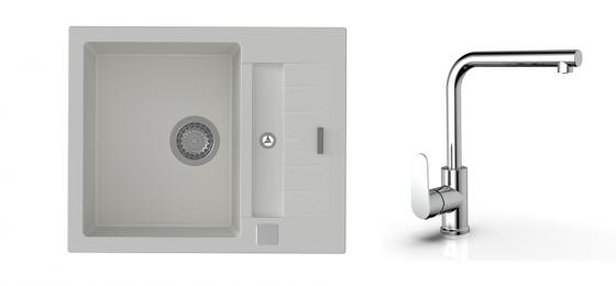 StrongSinks S3 Set sink Vardar 615,615x500mm,gran.white+mixer tap Stréva,chr.