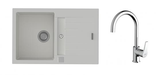 StrongSinks S3 Set sink Vardar 780,780x500mm,gran.white+mixer tap Rhona,chr.