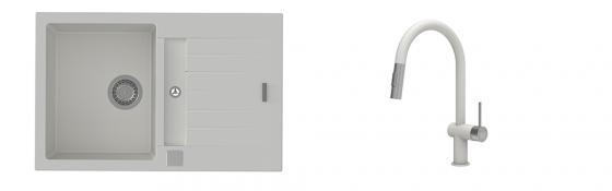 K-StrongSinks S3 Set Sink Vardar 780x500mm granite white + Tap Neris white