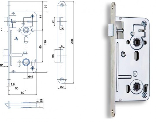 HOBES 540 lock 90/80 WC zinc white