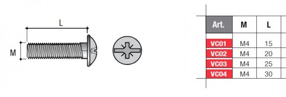 Connecting fittings screw VC02 M4/20 Nickel