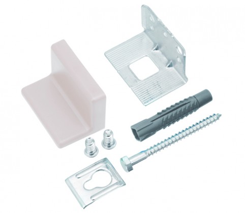 Cabinet side hanging fittings (white), with wall plug
