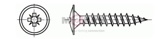 Screw PZ 3.5x17 lens head with collar zinc white PZ2