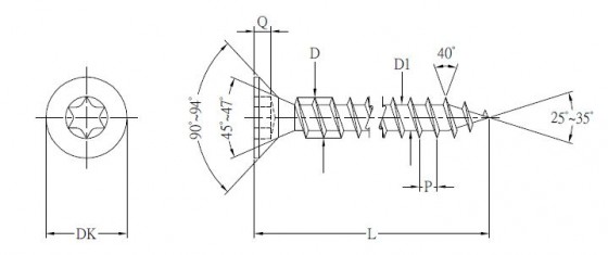 StrongFix Screw TX 3.5x25 zinc white T15