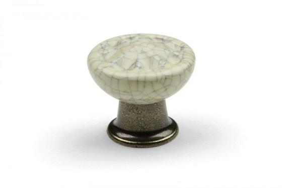 TULIP Knob Country antique bronze/porcelain beige