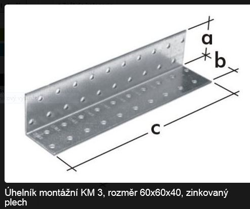Corner sheet 60x60x40mm white zinc