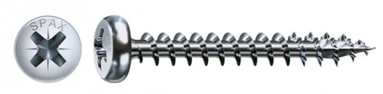 SPAX screw 4x20 half-round head PZ, W, 4C