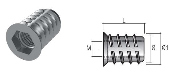 Screw nut with collar BU02 M6x15mm