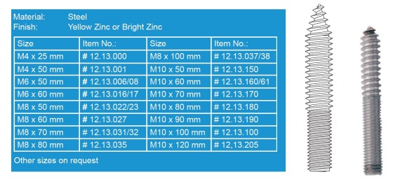 SISO-combined screw M8x80 zinc yellow