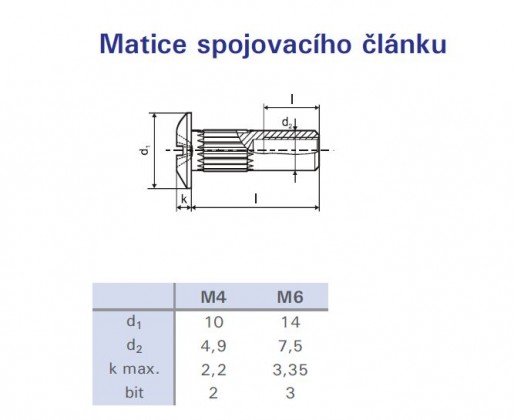 Connecting part nut M6x30mm nickel