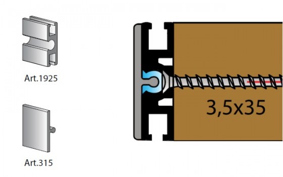 K-TERNO Dama guide set for loaded doors anodized 2m