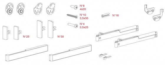 TERNO Dama fittings set for loaded wooden doors with 30kg damping