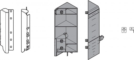 BLUM ZSF.345E.D1 TANDEMBOX front fixing bracket, D EXPANDO, SPACE CORNER grey