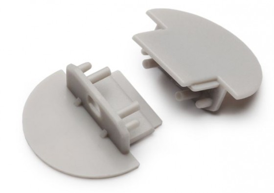 StrongLumio end caps for Groove 10 bar round gray (pair)
